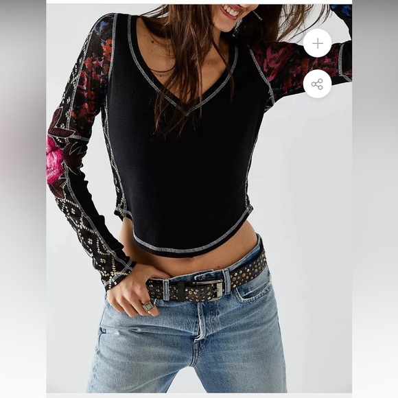 EUC Free People Amara Top Black Small - Picture 2 of 6